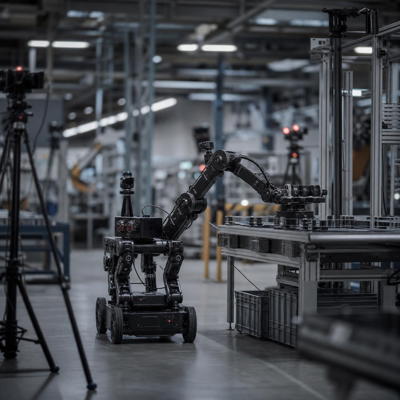 A robot working in a real deployment environment that doubles as a data-capture setting.